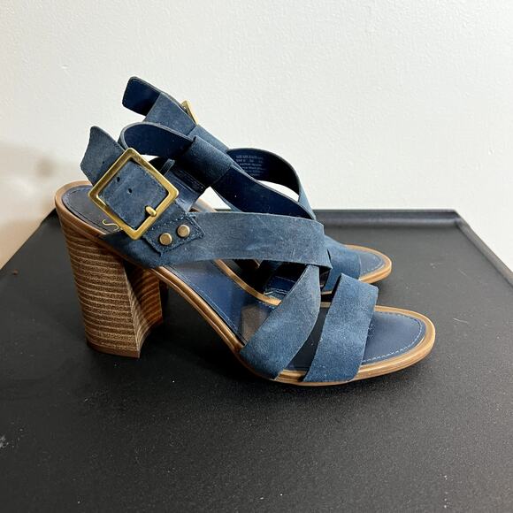 Sarto Blue Strappy Block Heels LAST CALL - Picture 1 of 6